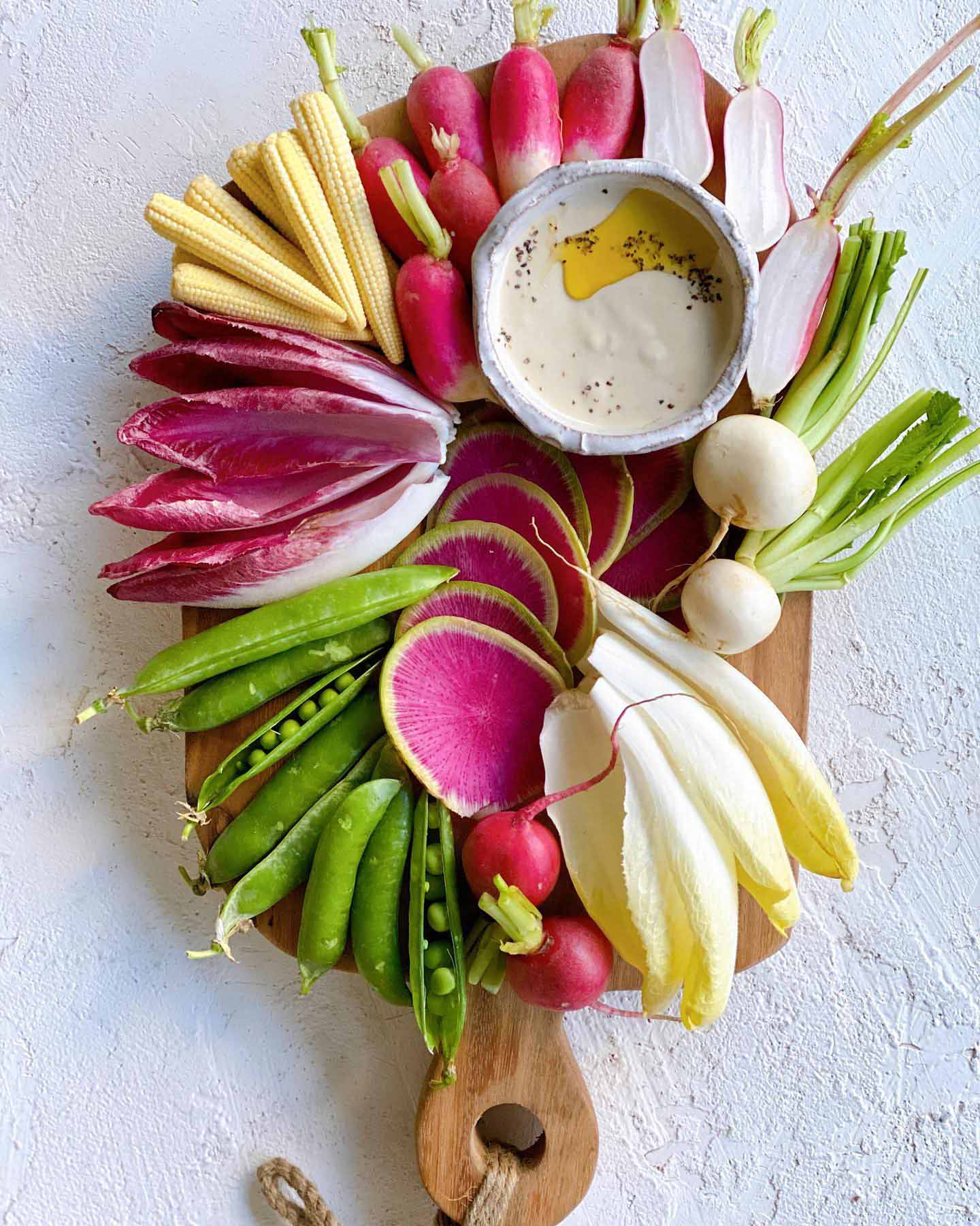 Crudites: raw vegetable platter with tahini dip