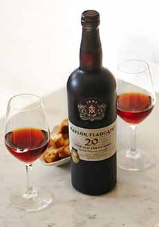 Bottle Of Taylor Tawny Port 20 Years, With Glasses Of port