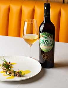 Bottle Of Tio Pepe Sherry With Seafood Appetizer