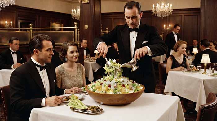 Tossing A Restaurant Salad At Tableside