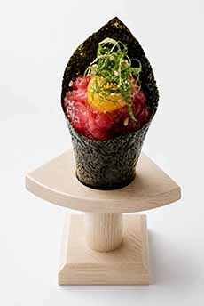 Tuna Quail Egg Hand Roll Sushi