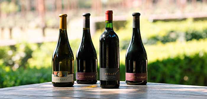 4 different bottles of Turley Zinfandel.