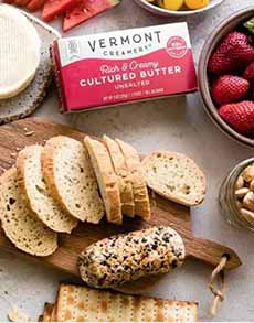 Vermont Creamery Unsalted 82% Fat Butter With Slices Of Artisan Bread