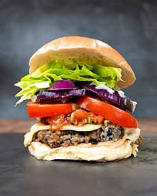 Vegetarian Haggis Cheeseburger