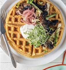 A Recipe For Savory Waffles With Scallions & Mushrooms