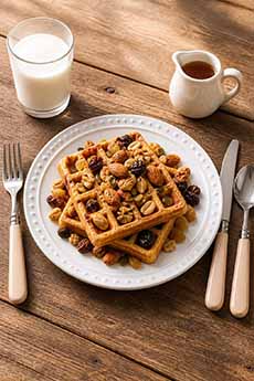 Waffles Topped With Trail Mix