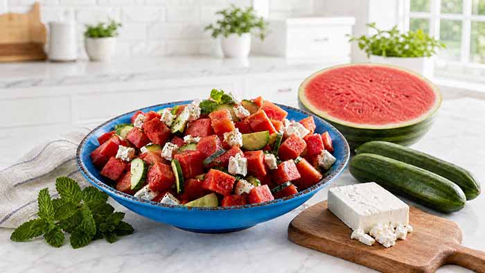 Watermelon Cucumber Salad